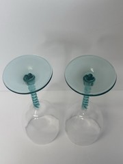Vintage Cristal D’Argues»Angelique Aqua» Wine Glasses 8″ Tall PAIR