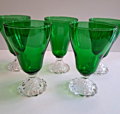 Vintage Anchor Hocking Burple inspiration Forest Green 6″ Glasses, set of 5