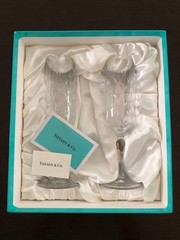 Tiffany & Co. Floret Champagne Champaign Set Of 2 Wine Glass Blue Box From Japan