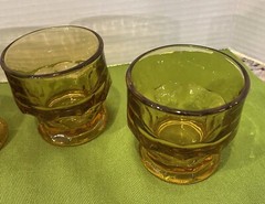 Set of 4 Vintage Anchor Hocking Georgian Honeycomb Amber Juice Glass 3” ( S-1)