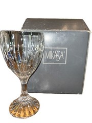 Set Of 4 Vintage Mikasa Park Lane Crystal Glass Water Goblets 6.75” New In Box