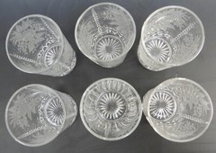 Set of 6 Vintage 8oz Acid Etch Clear Glass Hobnail Beverage Tumblers