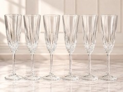 Cristal D’Arques Diamant Champagne Flutes Set of 6 Crystal France 6.75”