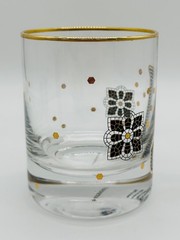 Anthropologie Bistro Tile Monogram «J» Old Fashioned Drinking Glass 24K Gold Rim