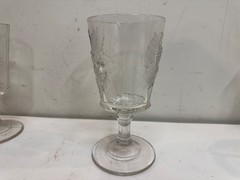Antique EAPG Dalzell Glass Clear Strawberry & Currant Set of 5 Goblets