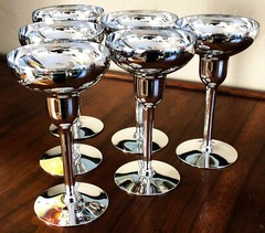 6 ANTIQUE MERCURY MIRROR GLASS ENGRAVED CHAMPAGNE WINE GOBLET GLASS WHEAT DECOR