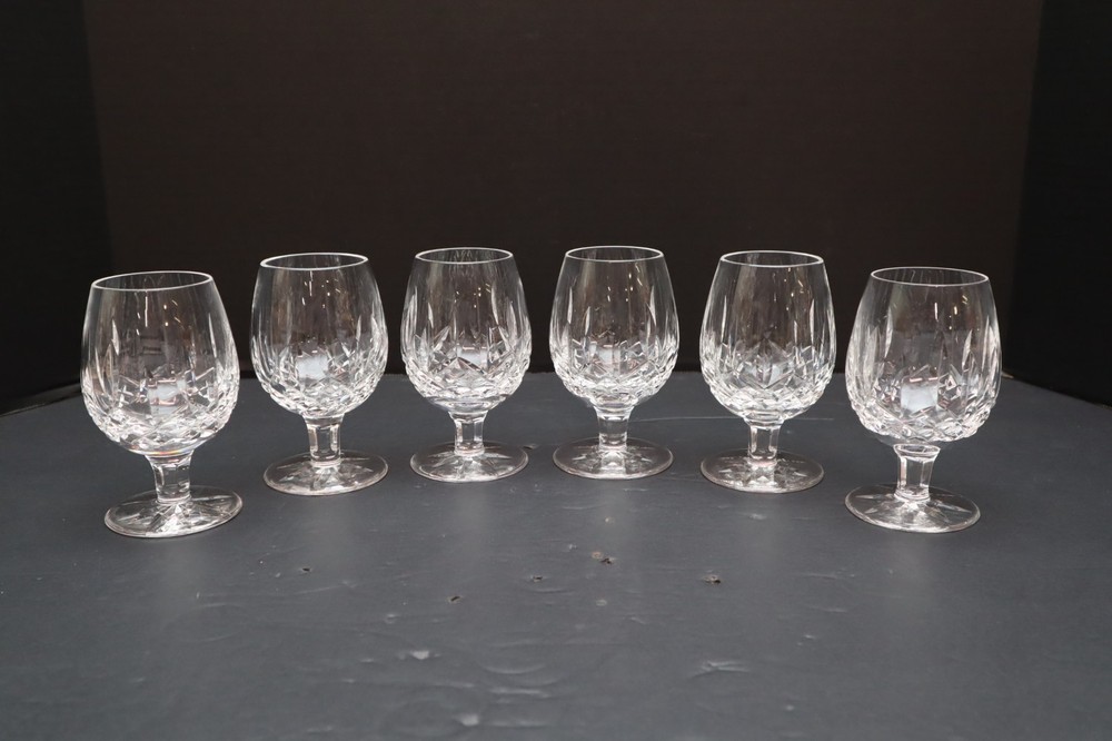 Set of 6 Waterford Crystal LISMORE Small Brandy Snifters Glasses Goblets 4.5″
