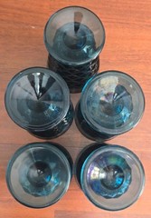Set of 5 Vintage Indiana Colony Whitehall Riviera Blue 6″ Tumbler Glasses Cubist
