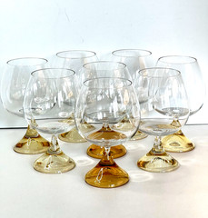 ROSENTHAL Clarion Amber Crystal Brandy Glasses/Snifters (8) Hand Blown MCM MINT