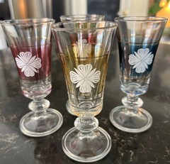 Set of 4 Lubiana Italian Sherry Cordial Aperitif Glasses Flower Pattern Barware