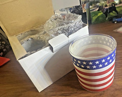 Patriotic Stars Stripes Flag Glass Set Unusual Smaller Size New Set of 4