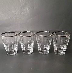 Vintage Libbey Glass 3003-15 Platinum Rim 5 oz Flat Tumbler Set Of 4