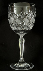 Bohemia Crystal Crystalex ~ 3 Criss-Cross & Cross-Hatch Cut Wine Goblets ~ EUC