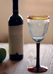 Kalalou 1 Handblown Recycled Amber rim wine glass