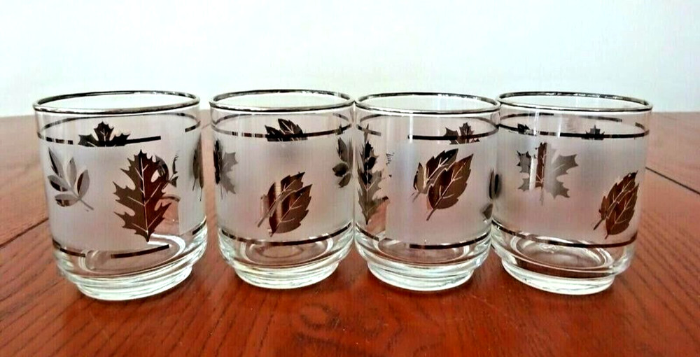 *LIBBEY SILVER FOLIAGE (4) 6 OZ JUICE TUMBLERS #2-B65-R