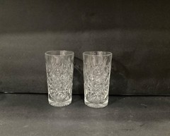 Libbey USA Hobstar Tall Highball Clear Glasses Set of 2 Star of David Cut