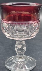 VTg Indiana Colony Glass Kings Crown Ruby Flashed Thumbprint Liquor 4-1/8”