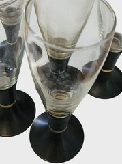 5 Vintage David Douglas Light-Up Champagne Flutes Glass & Plastic 9.25″ Tall