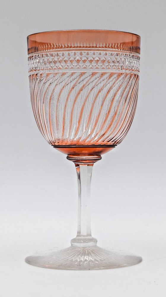 Rare English Peach Cut to Clear Glass Hock Wine ABP Circa 1900, S&W or Webb