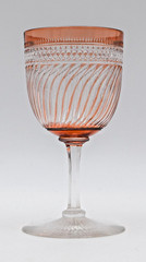 Rare English Peach Cut to Clear Glass Hock Wine ABP Circa 1900, S&W or Webb