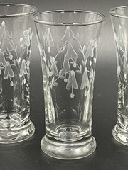Libbey’s Lily of the Valley Set Of 4 Cordial/Cocktail Glasses Etched Bell Flower