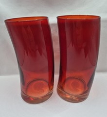Red Art Glass Leonardo Tumbler Germany Barware Lot 6″ Inch