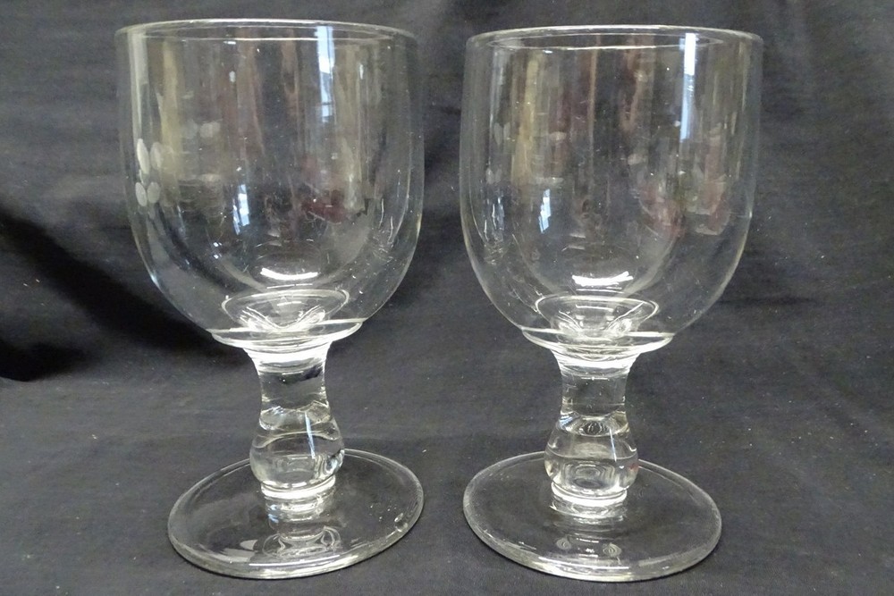 Rummer 19th Century Pair of Goblets 2 part Mold Pub Inn Barware #5