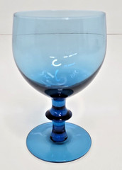 Set of 10 Vintage Empoli Italian Peacock Blue Wafer Stem Wine Goblets MCM 5″