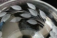 Vintage WJ Hughes Cornflower Etched Design Champagne Coupes Set Of 5 Rare EC