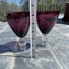 Pair Vintage Cambridge Aurora Amethyst Claret Wine Glass 5 1/4 » Very Pretty