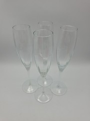 Optic Champagne Flutes Stemware 12 Optic Panels Clear Crystal Unbranded