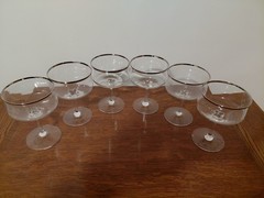 Set of 6 Vintage Lenox Desire Platinum Rim Sherbert Glasses
