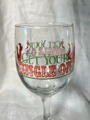 Holiday Christmas Clear Stem Wine Glass Painted «GET YOUR JINGLE ON»