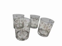 ✨✨Vtg 4 Gold Star Rock Glasses 14 0z rocks.✨✨