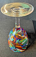 Pier 1 Confetti Hand Blown Art Wine/Margarita/Water Glass Goblet 16oz CLEAR !