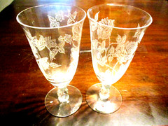 Heisey Waverly Rose Fine Crystal etched Roses 5 1/2» cocktail/champagne glasses
