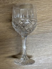 Set Of 12 Crystal Hand Cut Wine Glasses Drape Cut Made In Poland 7”H Boxed