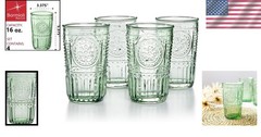 Embossed Highball Glasses, 16 Oz, Rust Resistant (4 Pack)