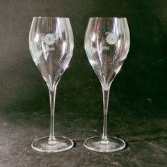 LAURENT PERRIER GRAND SIECLE CHAMPAGNE GLASSES, Crystal, 9 1/4″, FRANCE, 2PCS