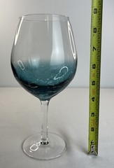 Pier 1 Crackle Teal Blue Balloon Red Wine Glasses Goblets, x2