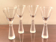 Z Gallerie Textured Glass Frosted Stem WINE MARTINI Glasses 8 1/4″ Tall Set of 4