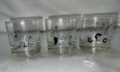 Vintage Bill Davey Set of 3 Comic Strip Rock Glasses Humorous Golf Man Cave Time