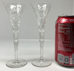 Libbey Rock Sharpe 2009-10~ Sherry Glasses~Cut Floral & Arch Design 5 7/8”