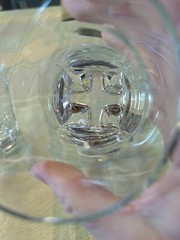 2 High ball glasses Unique pattern Of Plus On Bottom 16oz And 12oz. Heavy Glass