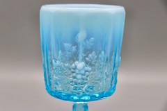 4 LG Wright Paneled Grape Blue Opalescent 6″ Water Goblets MCM MINT; 2 Available