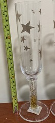 Vintage Pier 1 PLASTIC Champagne Wine FLUTES Toasting Goblet Gold Stars Set Of 4