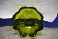 MCM BLENKO GREEN GLASS BERRY BOWL NO CHIPS/CRACKS MID CENTURY MODERN