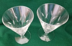 (2) Vintage Libbey Glass Simplicity Cut Atomic Era Flair Stem Water Wine Glasses