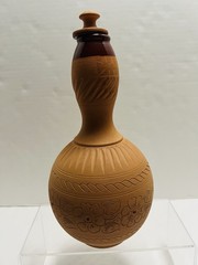 VTG Handmade By Moses~4 Pce Clay Signed Wine Set From The Republic Of Cyprus