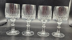 Set of 4 Vintage Schott Zwiesel Germany Flamenco Cut Crystal Water Goblets 10 Oz
